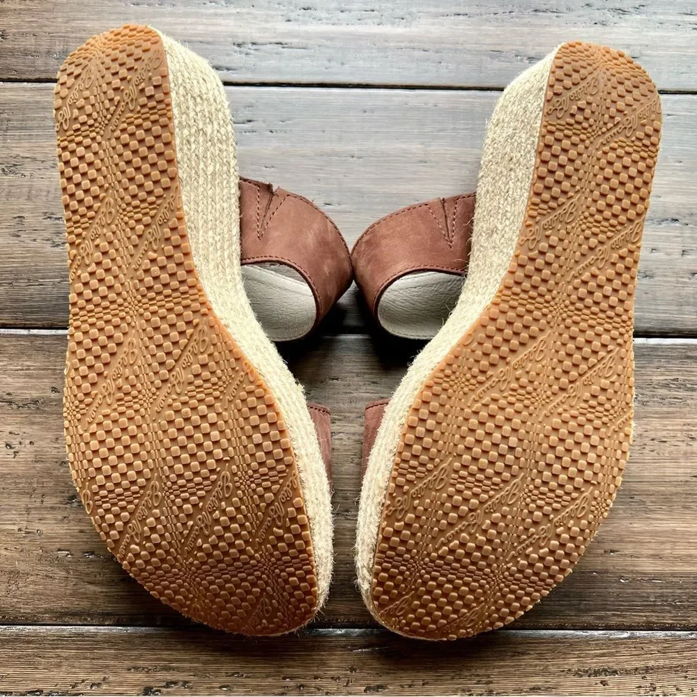 EDDIE BAUER Travel Platform Espadrille SandalS Suede Brown Size 10